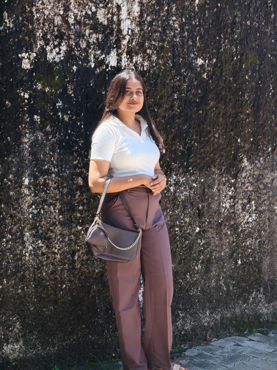 White Ribbed Polo Top