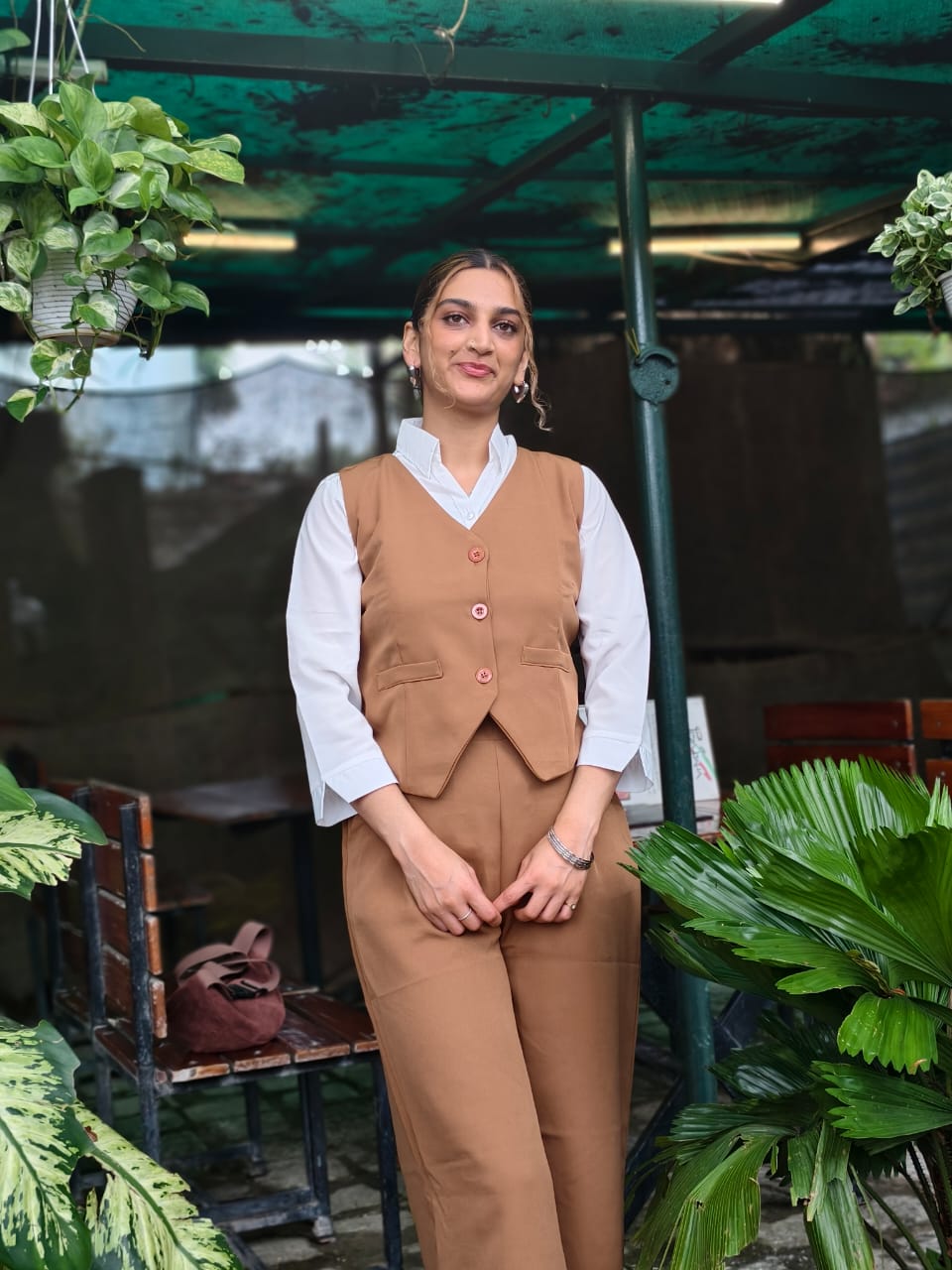 Warm Camel Vest Suit Set